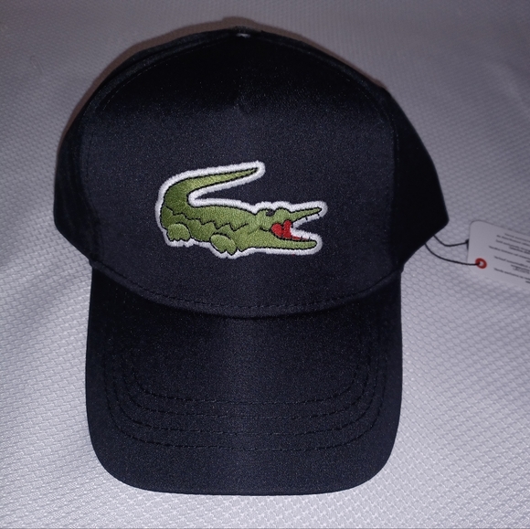 Black Lacoste Solid Cotton Baseball Cap NEW Black Lacoste Hat - Picture 1 of 5